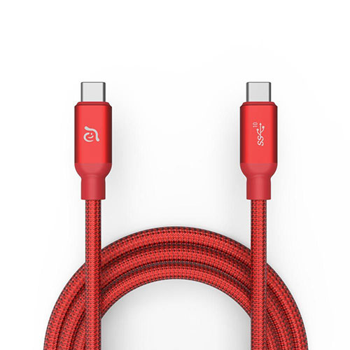 ADAM CASA C100 + USB3.1 Gen 2 USB-C 對 USB-C 100W 高速充電傳輸線 1M 紅色
