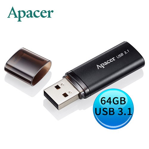 Apacer 宇瞻 AH25B 霧面黑 64GB USB 3.1 Gen 1 隨身碟