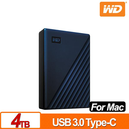 WD My Passport for MAC 4TB USB Type-C 2.5吋 外接硬碟 藍色 WDBA2F0040BBL-WESN