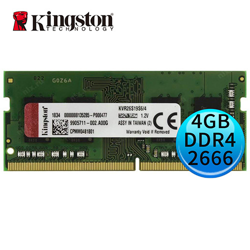 Kingston 金士頓 DDR4 2666 4GB SODIMM 筆記型電腦 記憶體 RAM KVR26S19S6/4