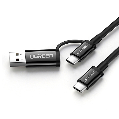 UGREEN 綠聯 50534 1M USB Type-C 公對公 USB 二合一 多功能 快充 傳輸線 US264 黑色