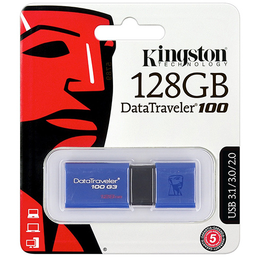Kingston 金士頓 DataTraveler 100 G3 128GB USB 3.0 隨身碟 DT100G3 藍色