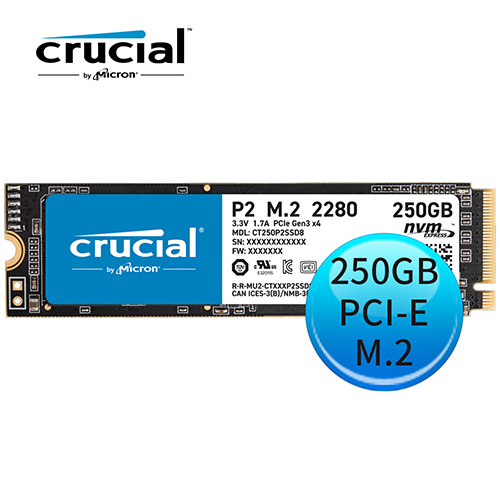 Micron 美光 Crucial P2 250GB PCIe Gen3x4 M.2 2280 SSD 固態硬碟 CT250P2SSD8