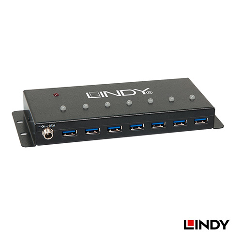 LINDY 林帝 43128 USB 3.0 工業等級 7埠 延長 HUB 集線器
