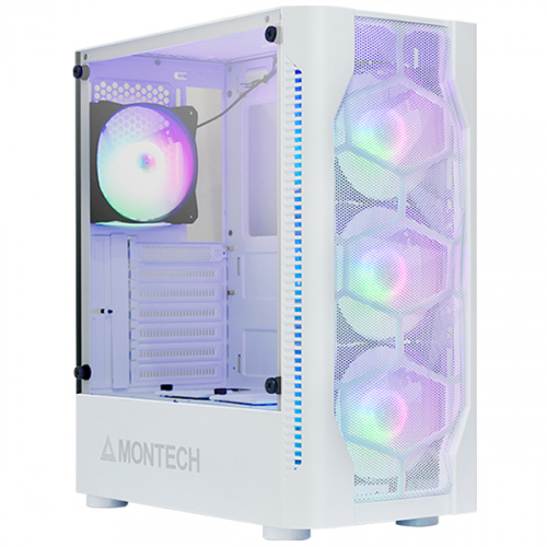 MONTECH 君主 X1 ATX 電腦機殼 鋼化玻璃 白色 預裝12cm固定光風扇x4(不可切換、關閉)