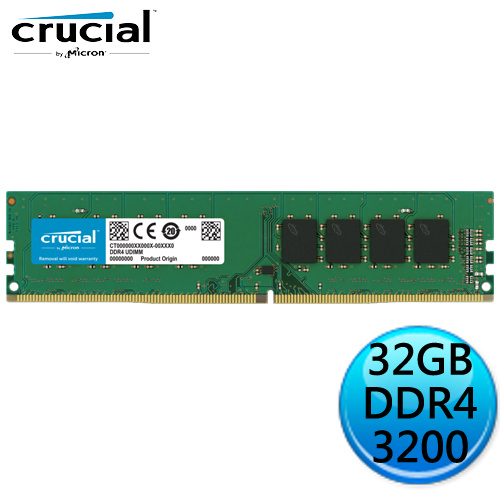 Micron 美光 Crucial 32GB DDR4-3200 記憶體 無散熱片 CT32G4DFD832A【新製程顆粒】