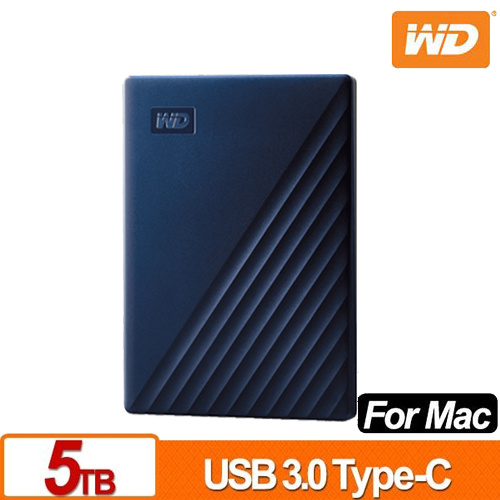 WD My Passport Ultra for MAC 5TB 2.5吋 USB-C Type-C 外接 行動 硬碟 藍 WDBA2F0050BBL-WESN