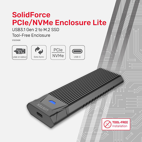 UNITEK USB3.1 Gen2 Type-C to M.2 SSD M.2 PCIe NVMe 外接硬碟盒 黑 Y-S1203ABK