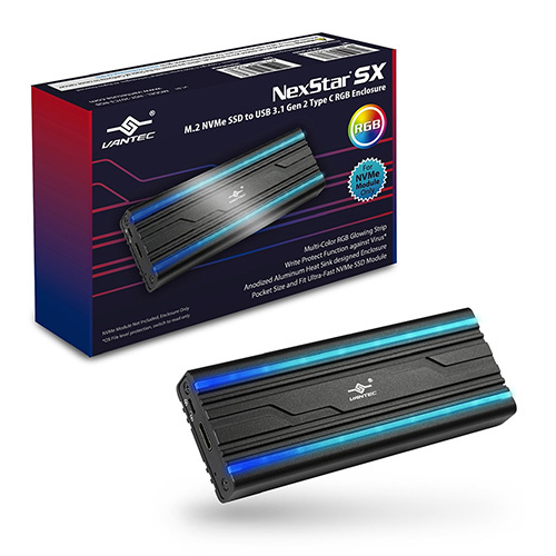 VANTEC 凡達克 NexStar SX M.2 NVMe SSD To USB 3.1 Gen 2 Type C RGB外接盒 NST-207C3-RGB