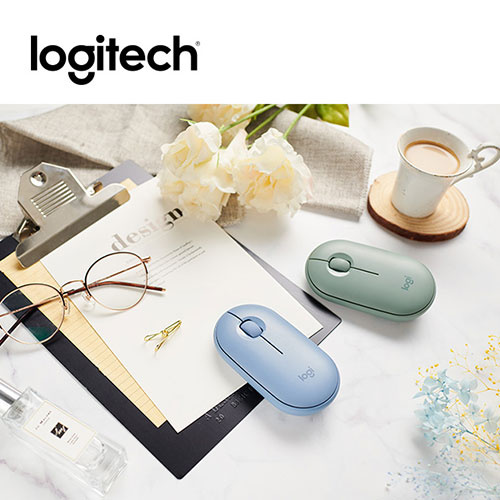 Logitech 羅技 M350 鵝卵石 藍芽+無線 雙模 無線滑鼠 天空藍 薄荷綠
