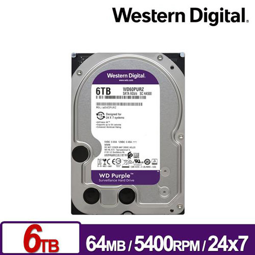 WD 威騰 6TB 紫標 監控系統 硬碟 SATA 64M 5400轉 三年保 WD62PURZ 新款