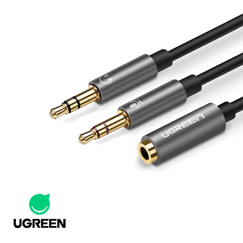 UGREEN 綠聯 20899 3.5mm 2公對1母 黑 耳麥二合一 AV140 音源轉換線