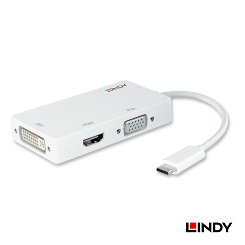 LINDY 林帝 43273 主動式 Type-C 轉 HDMI/DVI/VGA 三合一轉接器