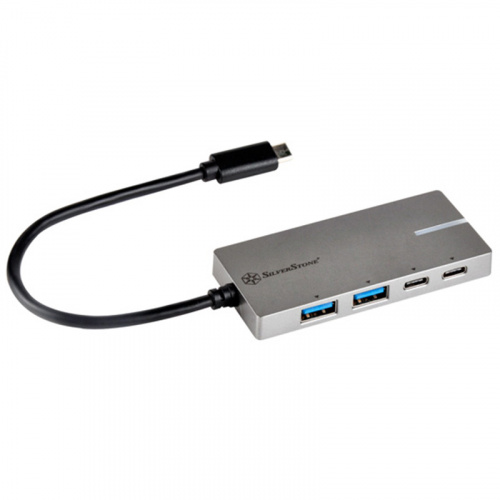SilverStone 銀欣 USB3.1 Type-C Gen1轉雙 Type-A和Type-C 高速HUB 深灰色 集線器 SST-EP09C