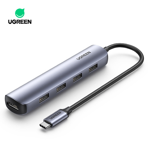 UGREEN 綠聯 20197 USB Type-C 轉 USB*4 + HDMI 5合1 輕巧便攜版 多功能集線器 支援4K HDMI 與4埠 USB Type-A