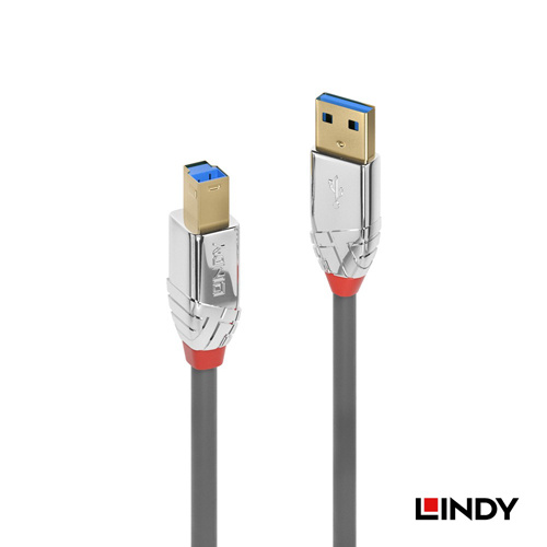 LINDY 林帝 36664 CROMO LINE 鉻系列 USB3.0 Type-A 轉 Type-B 5m 公對公 傳輸線 適用於印表機、3.5