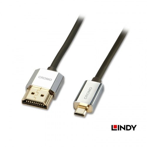 LINDY 林帝 41680 Micro HDMI轉HDMI A公對D公 鉻系列 極細型 0.5米 影音傳輸線