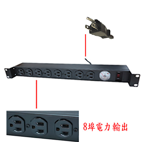 Sunbox 慧光 SPMA-1512-08S 8孔機架電源排插指針電錶15安培