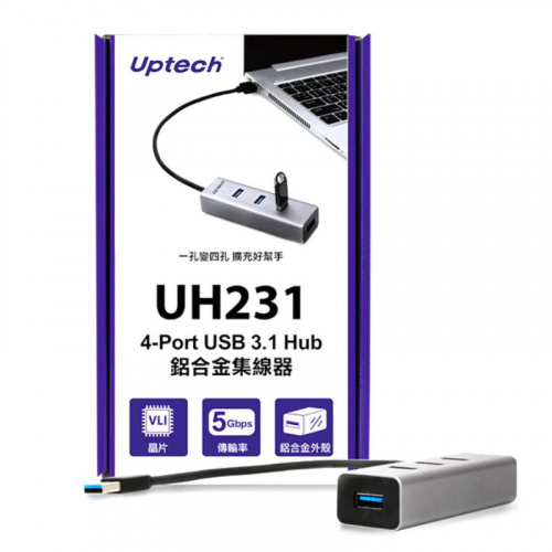 Uptech 登昌恆 UH231 4埠 USB 3.1 HUB 鋁合金集線器