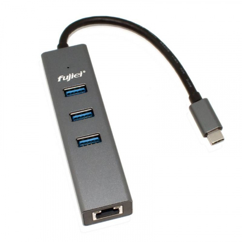Fujiei 力祥 AJ0081 鋁殼 附USB轉頭 Type-C to USB3.0 網卡+3埠HUB