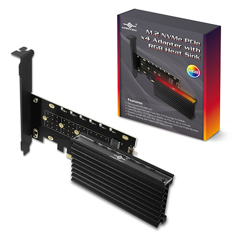 Vantec 凡達克 ARGB M.2 NVMe SSD PCIe X4 散熱片 轉接卡 UGT-M2PC12-RGB