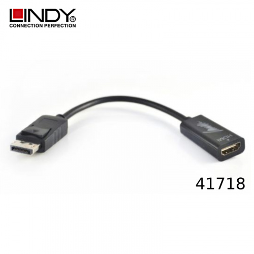 LINDY 林帝 41718 DisplayPort公轉HDMI母 20cm 影像轉換線
