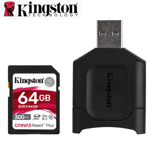 Kingston 金士頓 MLPR2 CANVAS React Plus Kit SDXC UHS-II 64GB 記憶卡+讀卡機