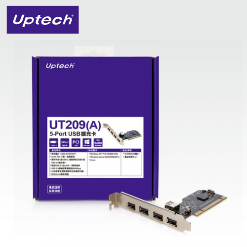 Uptech 登昌恆 UT209(A) USB2.0 5-Port PCI 擴充卡
