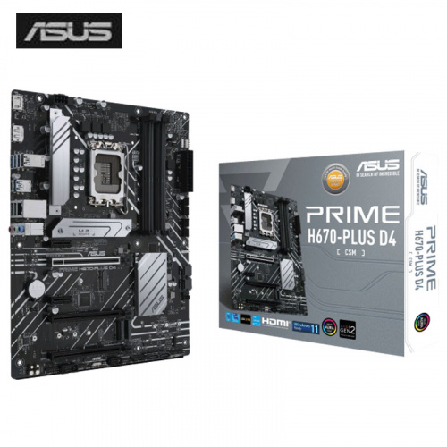 ASUS 華碩 PRIME H670-PLUS D4-CSM ATX 主機板 LGA 1700腳位 支援DDR4記憶體 支援intel第12代CPU