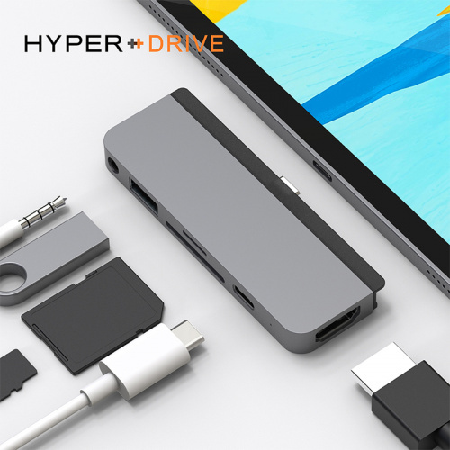 HyperDrive 6-in-1 iPad Pro USB-C Hub 集線器 太空灰 銀色