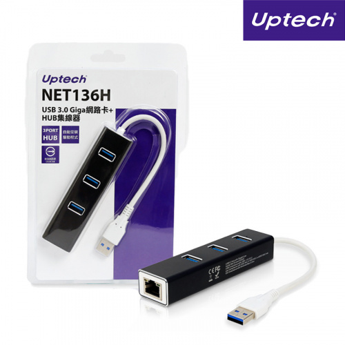 Uptech 登昌恆 NET136H USB 3.0 Giga網路卡+HUB集線器