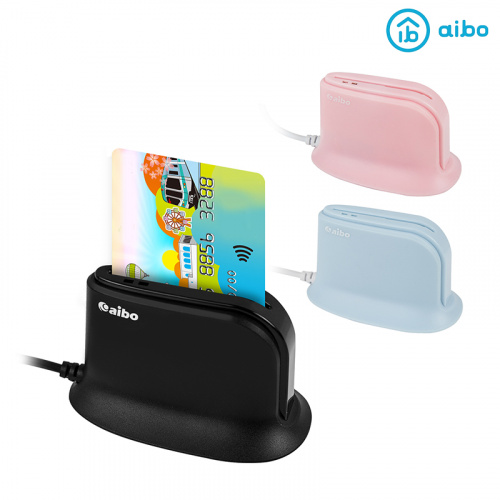 aibo 鈞嵐 AB23 桌上型直立式ATM晶片讀卡機(支援 Win11/10 & Mac)黑 粉 粉藍