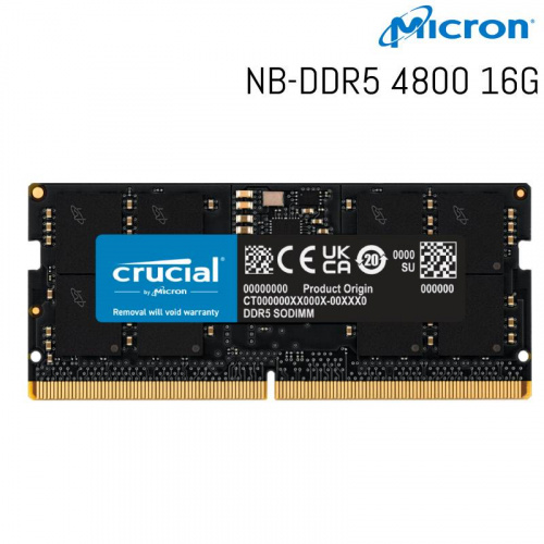 Micron 美光 Crucial NB-DDR5 4800 16GB 內建PMIC電源管理晶片 CT16G48C40S5