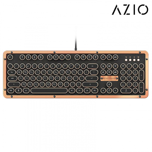 AZIO RETRO CLASSIC ARTISAN 白光 英文 牛皮 復古 打字機 鍵盤 黑金 有線版