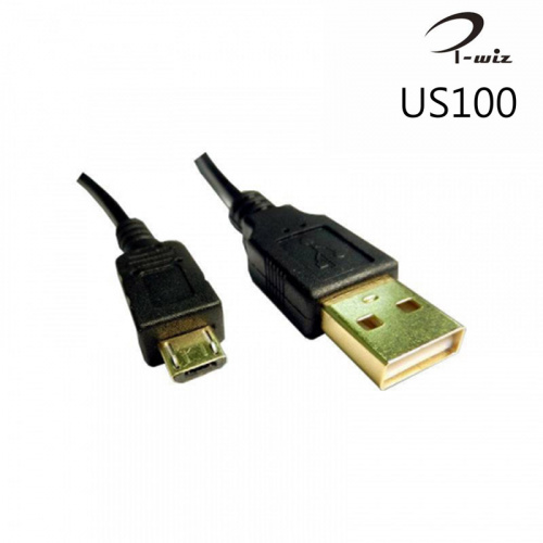 i-wiz 彰唯 US-100 USB2.0 A公 轉 Micro B公 黑色 鍍金 傳輸線 60cm