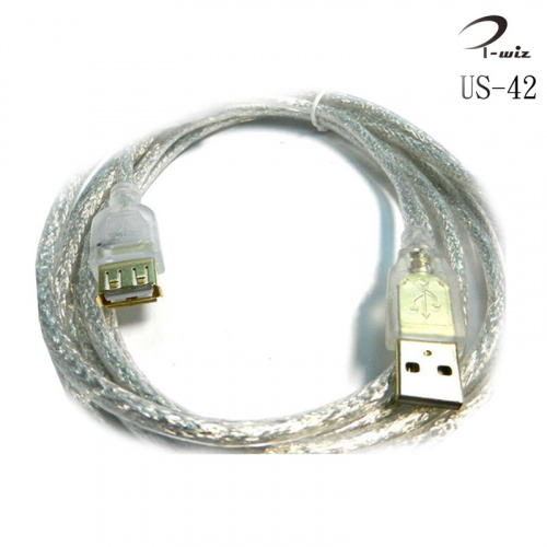 i-wiz 彰唯 US-42 USB2.0 A公 A母 鍍金 透明 延長線 20cm