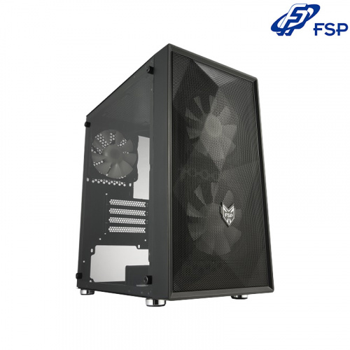 FSP 全漢 CST130 Basic USB3.0 x2 壓克力側板 風扇 x3 鐵網進風 M-ATX 電腦機殼 黑色
