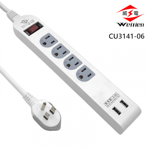 Weitien 威電 CU3141 1.8米 USB智慧快充1開4座電源延長線 CU3141-06