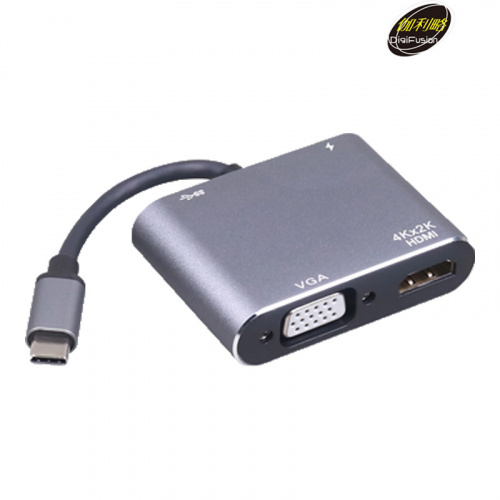 DIGifusion 伽利略 CRHU09 TYPE-C HDMI+VGA+USB3.0+PD 多功能轉接器