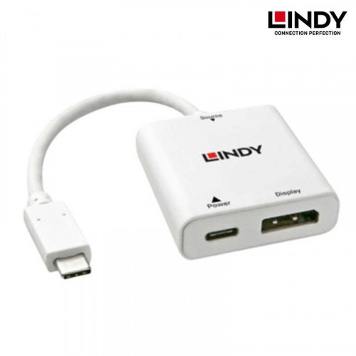 LINDY 43237 - 主動式 USB3.1 TYPE-C TO DISPLAYPORT轉接器帶PD功能