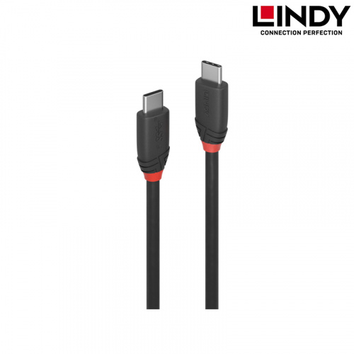LINDY林帝 36905_A BLACK系列 USB3.2 GEN2x2 TYPE-C 公 TO 公傳輸線 0.5M