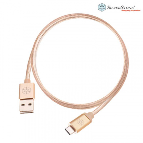 SilverStone 銀欣 CPU04G USB 轉 Type-C 1.8M 傳輸線 金色 SST-CPU04G-1800