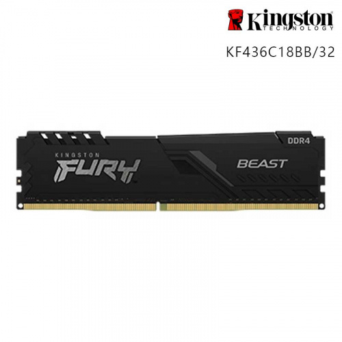 Kingston 金士頓 FURY Beast獸獵者 32GB DDR4-3600 記憶體 黑散熱片 KF436C18BB/32