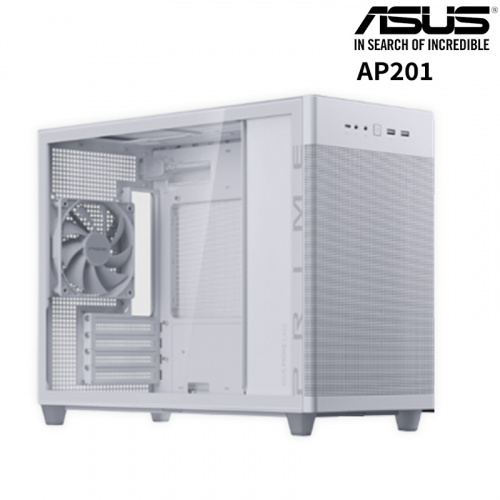 ASUS 華碩 PRIME AP201TG 電腦機殼 白色<BR>【M-ATX/玻璃版/顯卡長33.8cm/CPU高17cm/預裝12cm風扇x1】