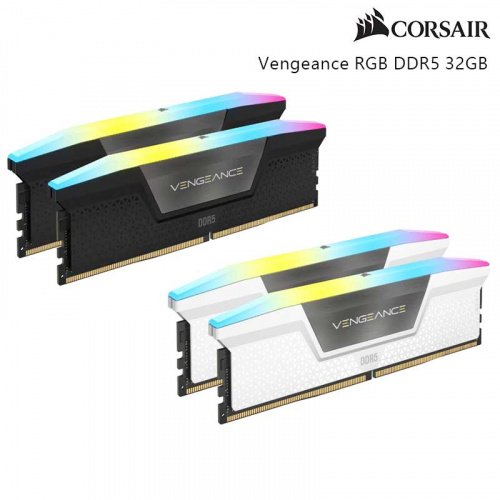 CORSAIR 海盜船 Vengeance RGB 16Gx2 DDR5-6000 記憶體 雙通道 CL36 黑/白散熱片