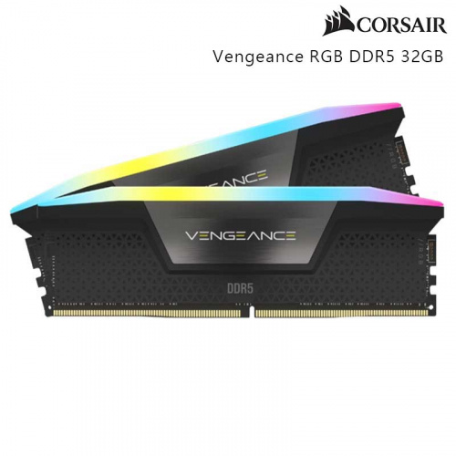CORSAIR 海盜船 Vengeance RGB 16GBx2 DDR5-6400 記憶體 雙通道 CL32 黑色 CMH32GX5M2B6400C32