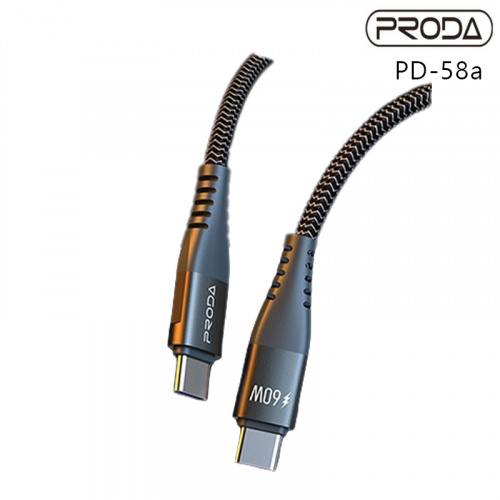 PRODA PD-58A Type-C to Type-C PD 60W 快充 鋁合金 編織 數據 傳輸線 1.5M