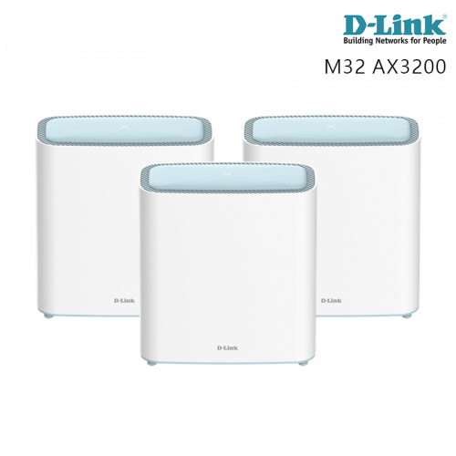 D-Link 友訊 M32 AX3200 Wi-Fi 6 Mesh Eagle Pro AI 智慧 雙頻 無線路由器 三包裝 (台灣製造 MIT)