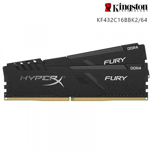 Kingston 金士頓 Fury Beast獸獵者 32Gx2 DDR4-3200 記憶體 雙通道 黑散熱片 KF432C16BBK2/64
