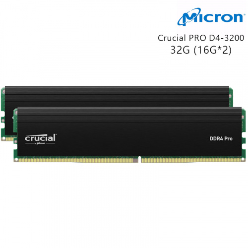 Micron 美光 Crucial PRO 16GBx2 DDR4-3200 記憶體 雙通道 黑散熱片 CP2K16G4DFRA32A